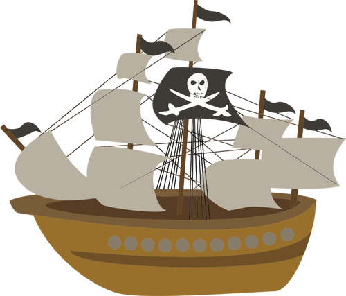 Pirate Boat Image Public Domain Vectors - ! 5'x7'area Rug (500x427)