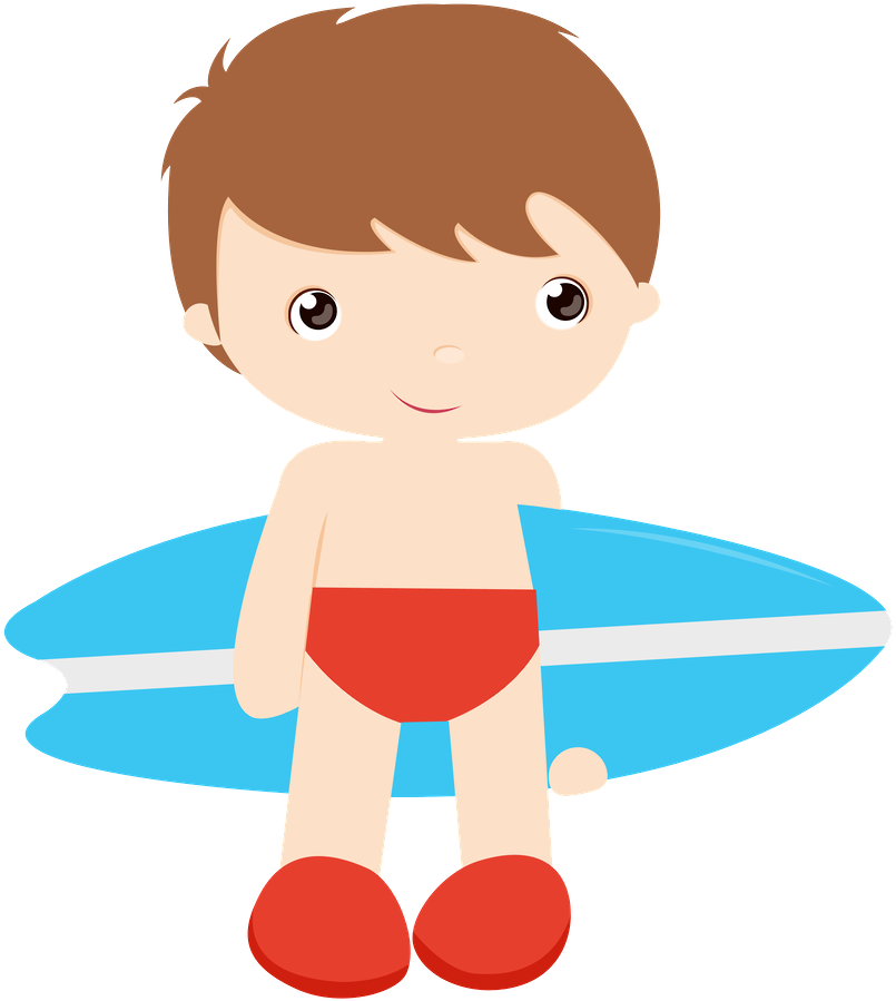 Say Hello Summer Clipartbeach Partypool - Menino Desenho Praia (900x1024)