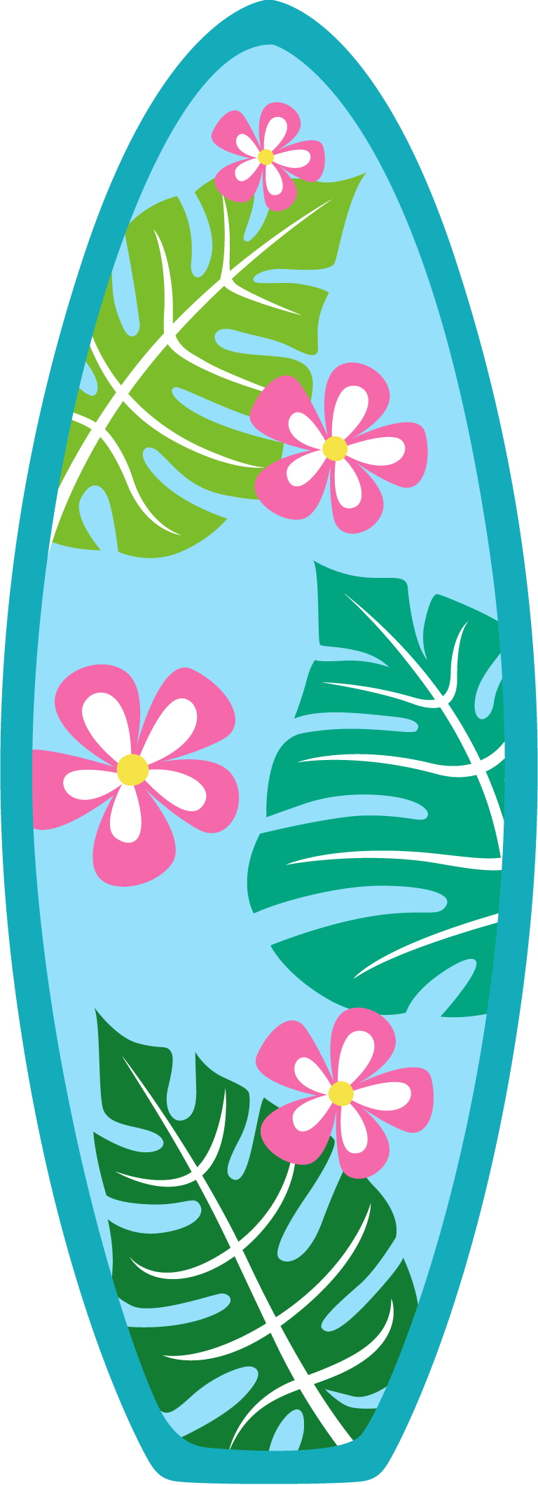 Summer Clipartbeach - Hawaiian Surf Board Clipart (768x2120)