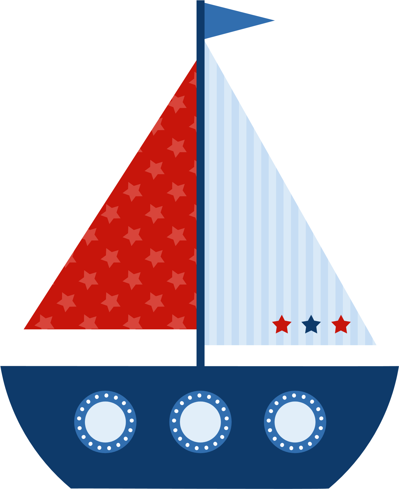 Sailboat - Red And Blue Sailboat Clipart (1500x1800)
