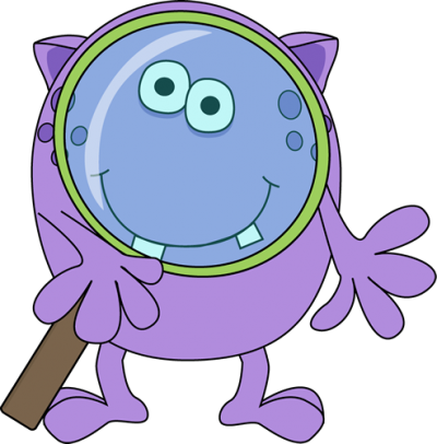 Free Clipart Magnifying Glass - Monster With Magnifying Glass Clipart (400x406)