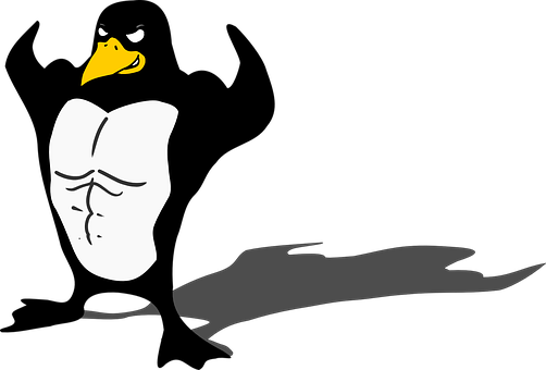 Penguin Bodybuilder Linux Muscle Tux Anima - Muscle Penguin (502x340)