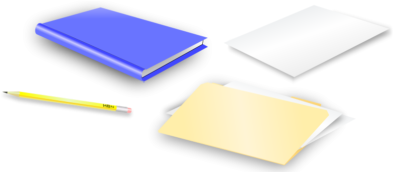 School Or Office Supplies - Folder And Pencil (800x345)
