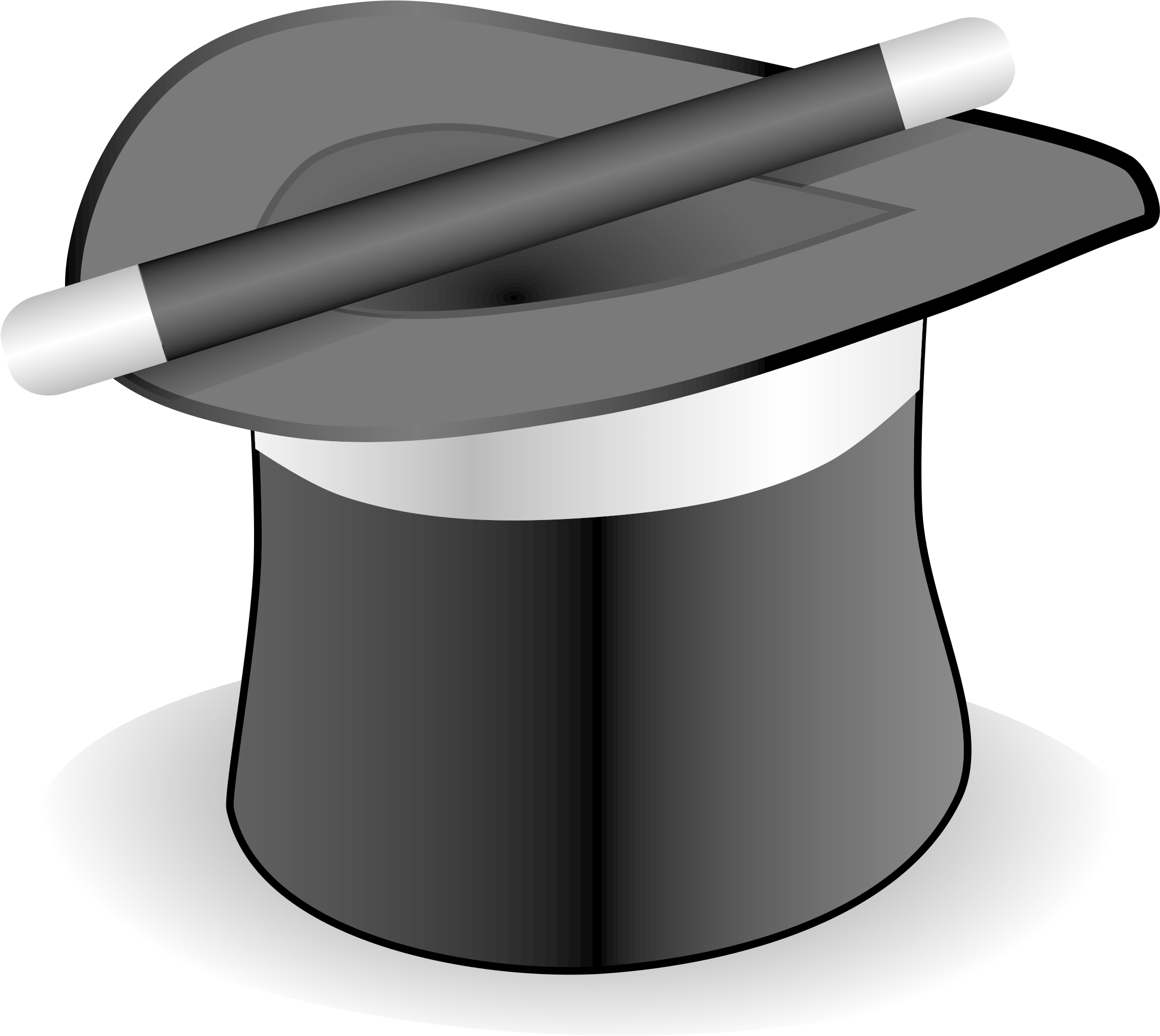 Vector Illustration Of Magic Hat - Magician Hat And Wand Ornament (oval) (2400x2250)