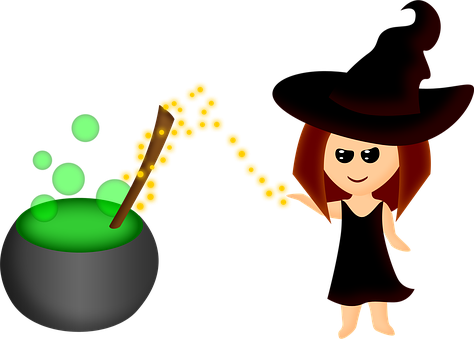 Halloween, Witch, Potion, Magic, Cook - Cartoon (474x340)