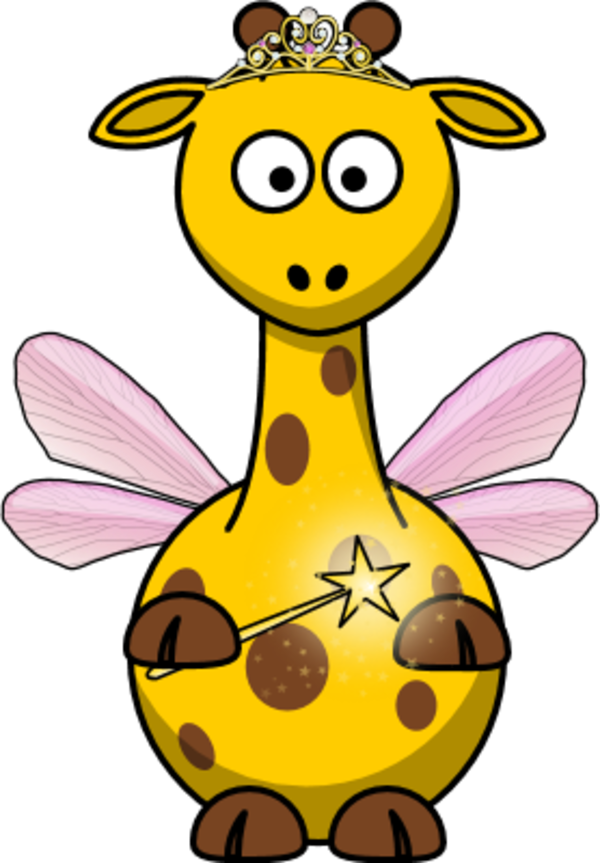 Giraffe As A Fairy - Funny Cartoon Giraffe (600x863)