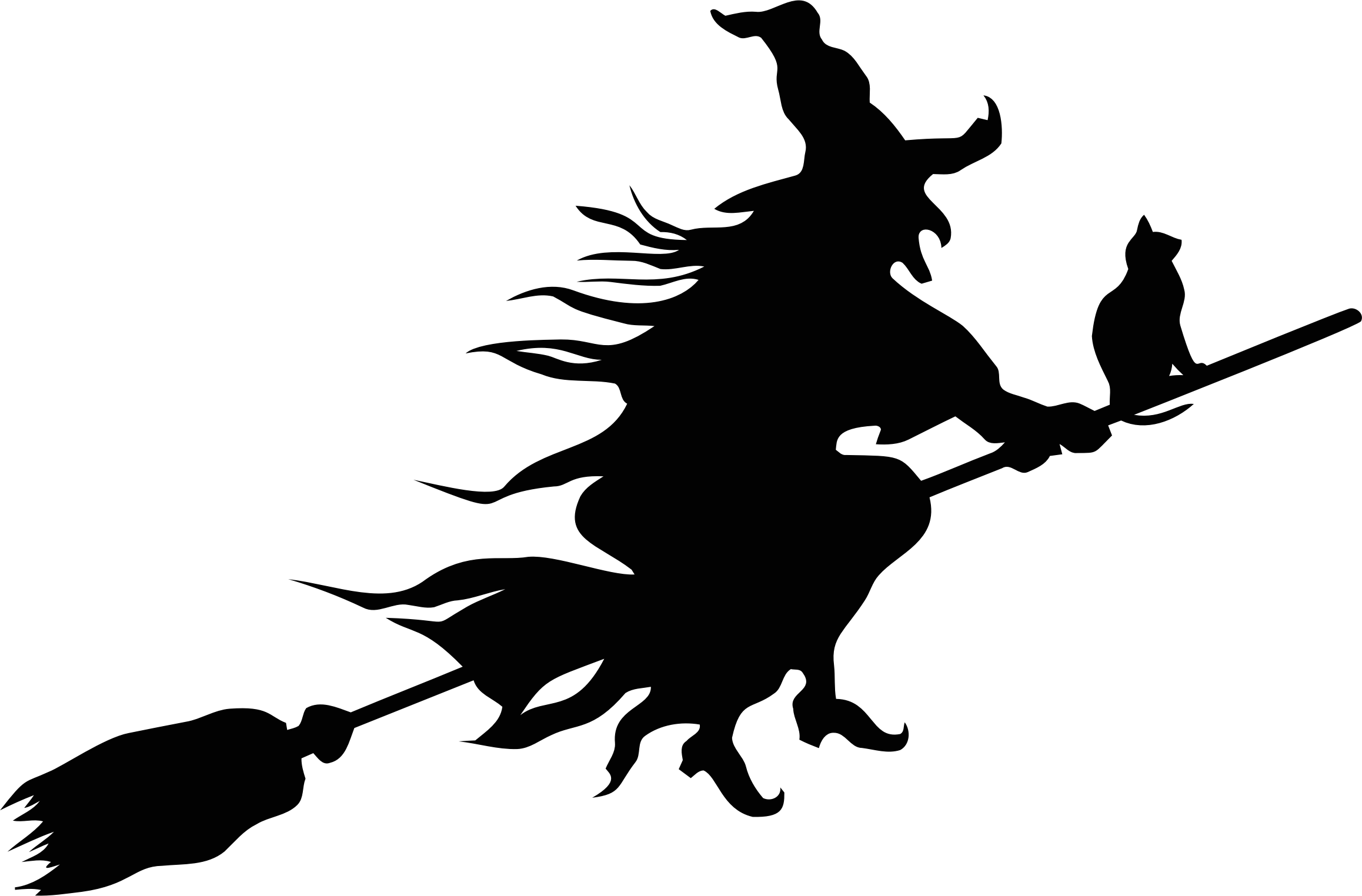 Clip Art Witch Silhouette Clip Art - Witch Flying On A Broom Silhouette (2316x1524)