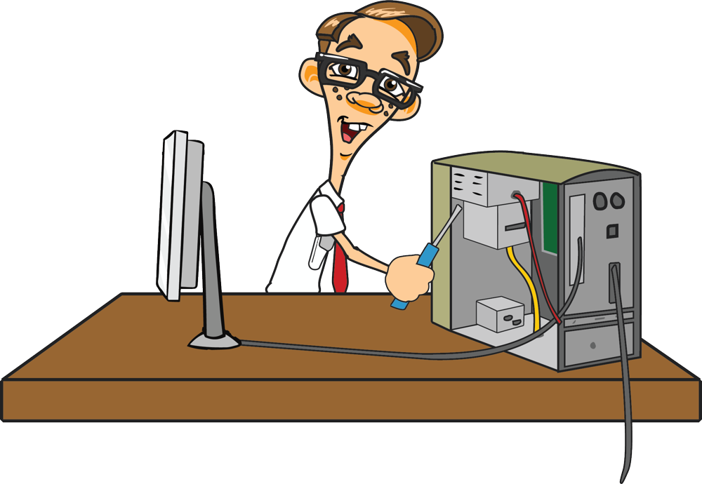 Software Clipart Computer Repair - Someone Fixing A Computer (1000x690)