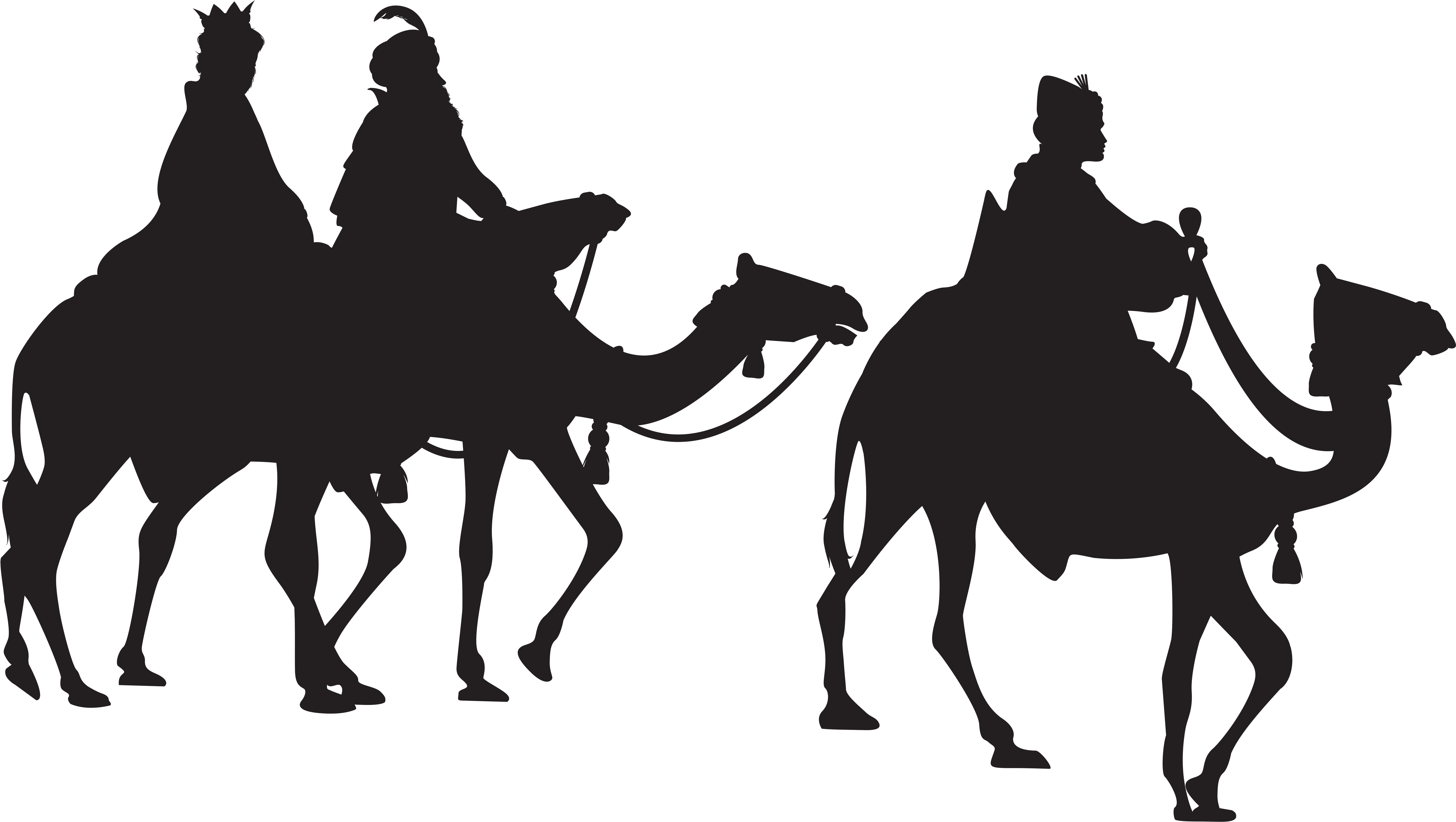 Three Kings Silhouette Png Clip Art Image - Arabian Camel (8000x4617)