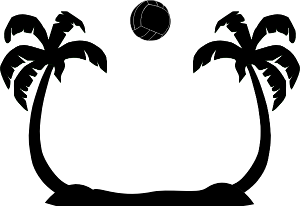 Beach - Volleyball - Net - Clipart - Beach Silhouette Clip Art (600x413)