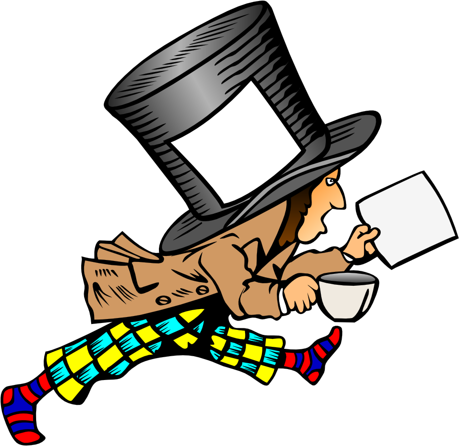 Mad Hatter With Clean Label On Hat Holding Paper - Mad-hatter Round Ornament (1280x1240)