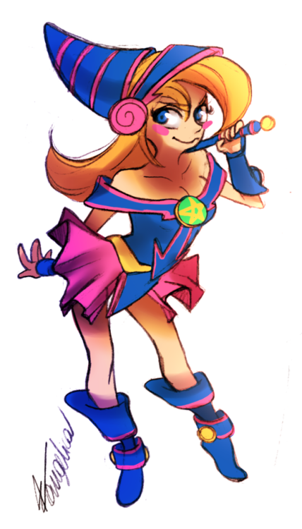 A Really Quick And Super Bright Dark Magician Girl - Cartoon (428x750)