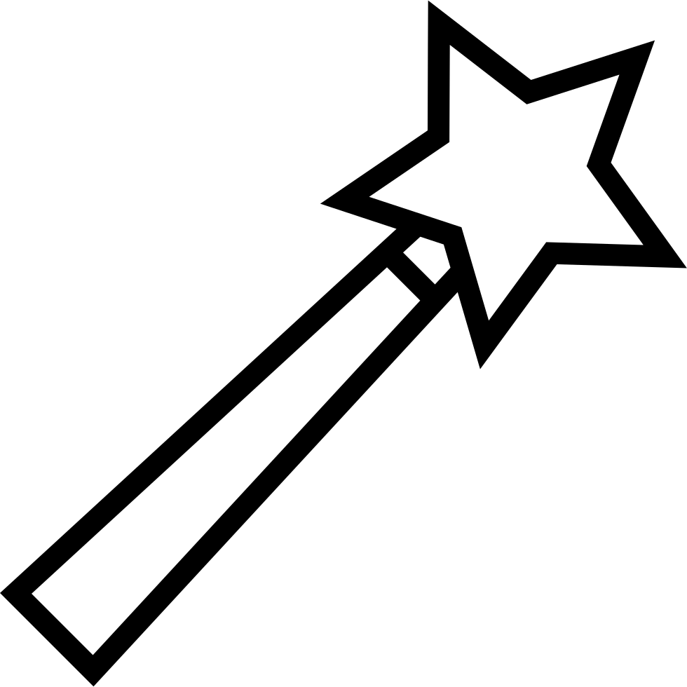 Magic Wand Outline Comments - Magic Wand Clipart Black And White (980x980)