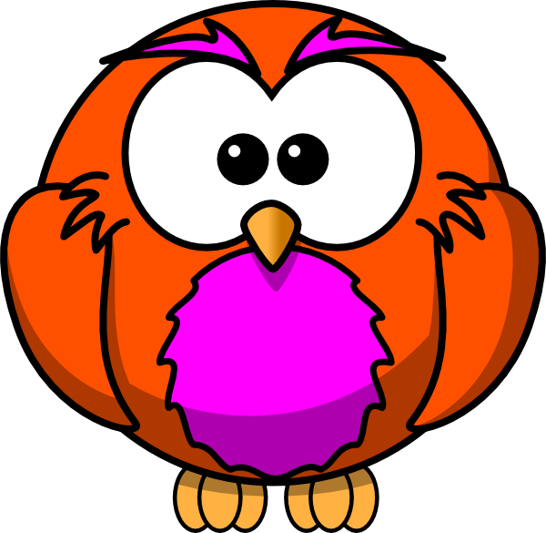 Orange And Purple Hoot Clip Art - Cartoon Owl (600x585)