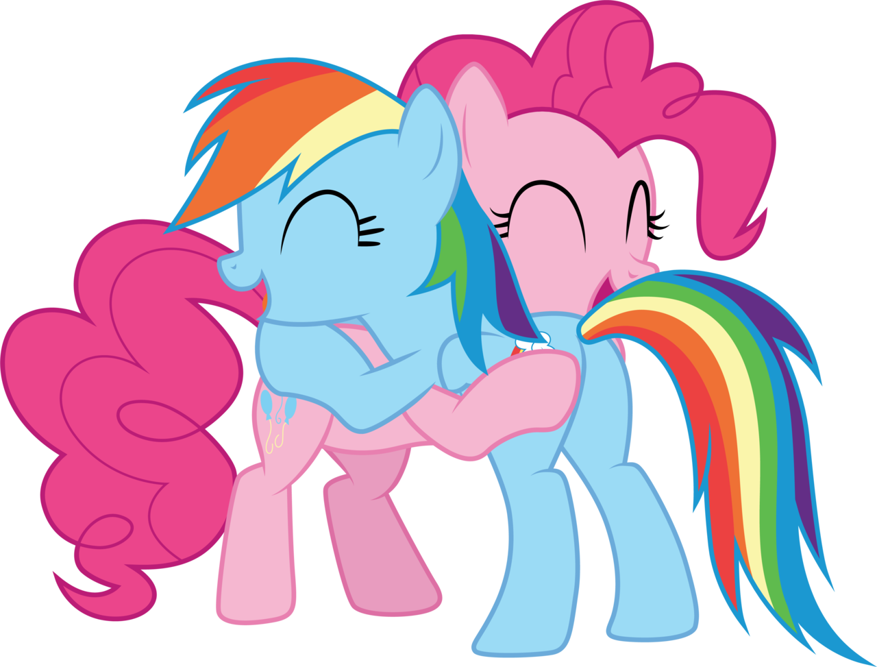 Pinkie Pie And Rainbow Dash Hugging By Cloudyglow - Pinkie Pie And Rainbow Dash (1280x973)