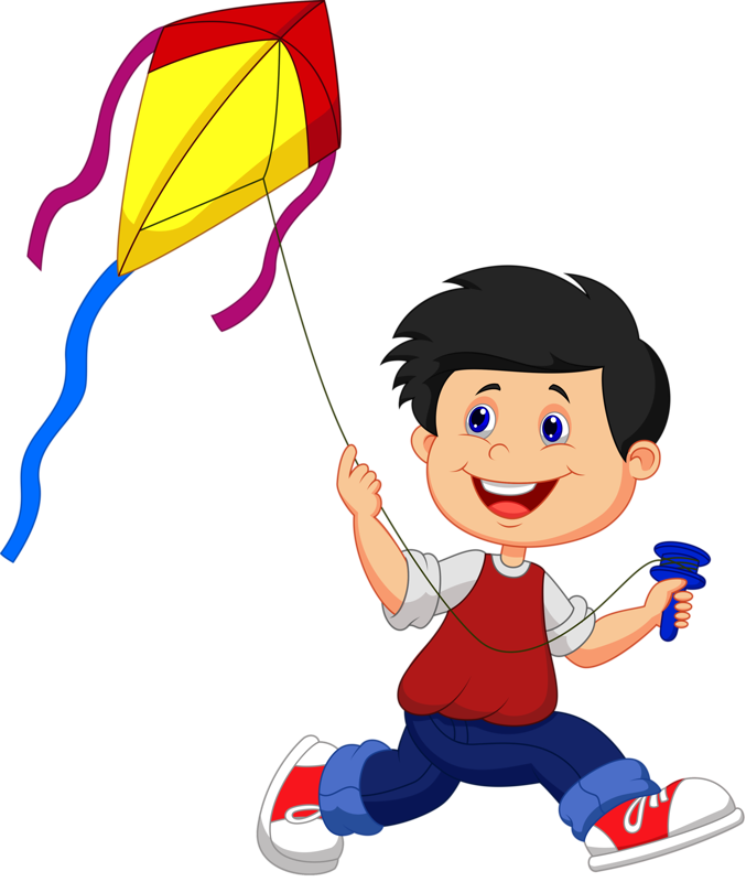 Scrap - Boy Flying Kite Clip Art (677x800)