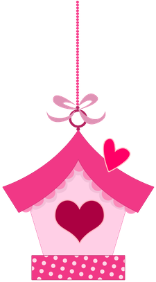 Pink In Love Birds Clipart - Topo De Bolo Jardim Encantado Para Imprimir (286x429)