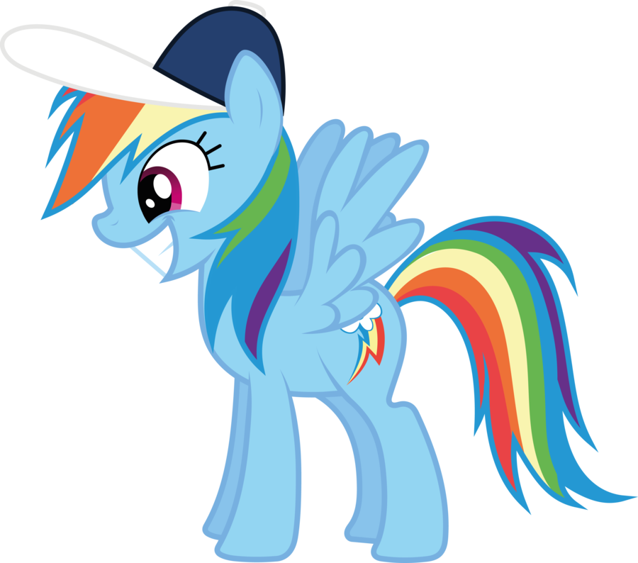 Rainbow Dash Happy Cap By Tim015 - Mlp Rainbow Dash With Hat (900x794)