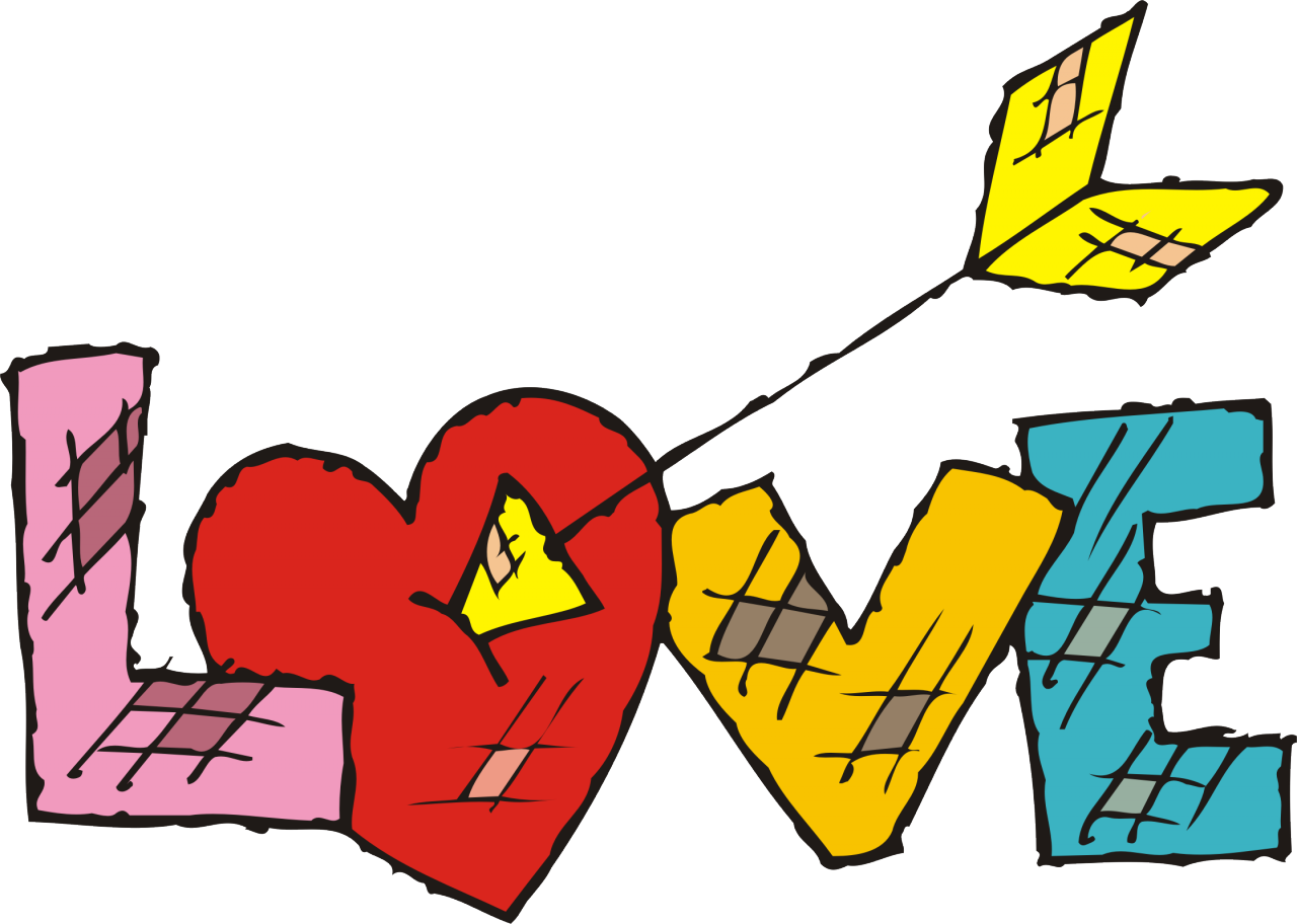 Love Word Heart Clip Art - Love Word Heart Clip Art (1280x912)