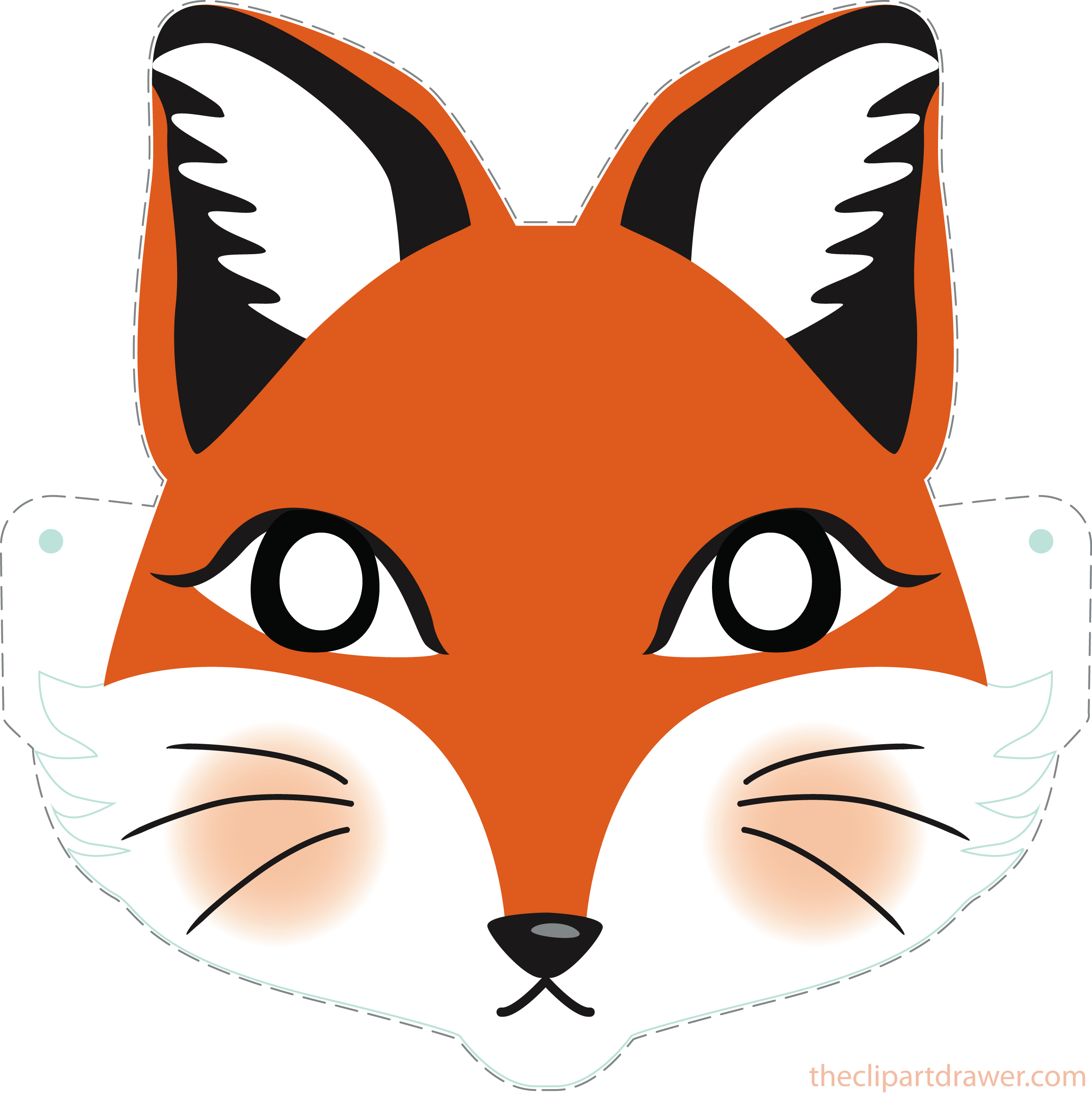 Download Png 340kb Transparent Background Download - Fox Face Mask (2454x2458)