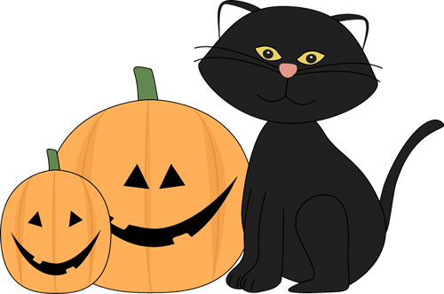 Cat Clipart Halloween - Black Cat Halloween Clip Art (500x332)