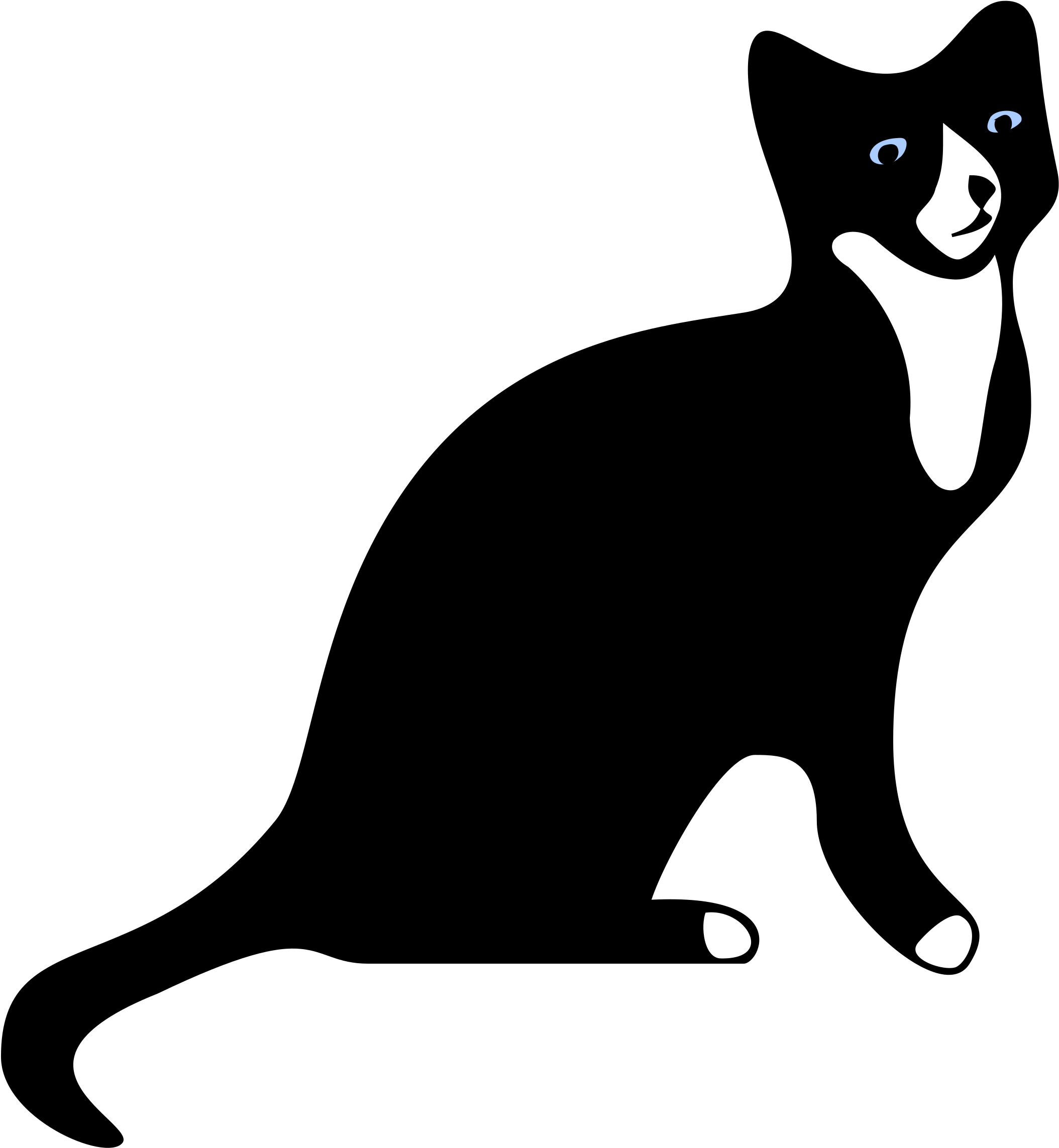 Clipart - Silhouette Black And White Cat (2526x2400)