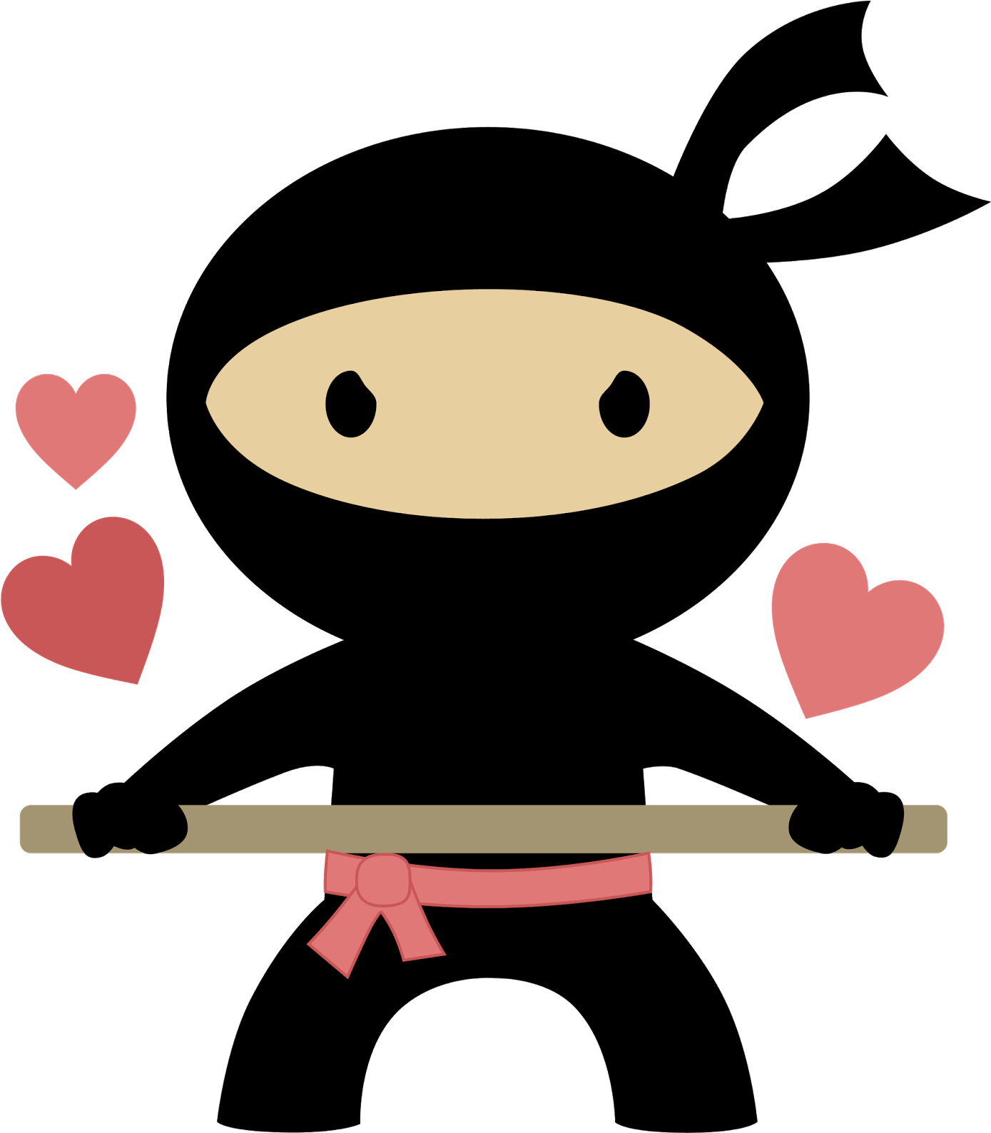 Ninja In Love Clipart - Ninja Svg Free (1388x1600)