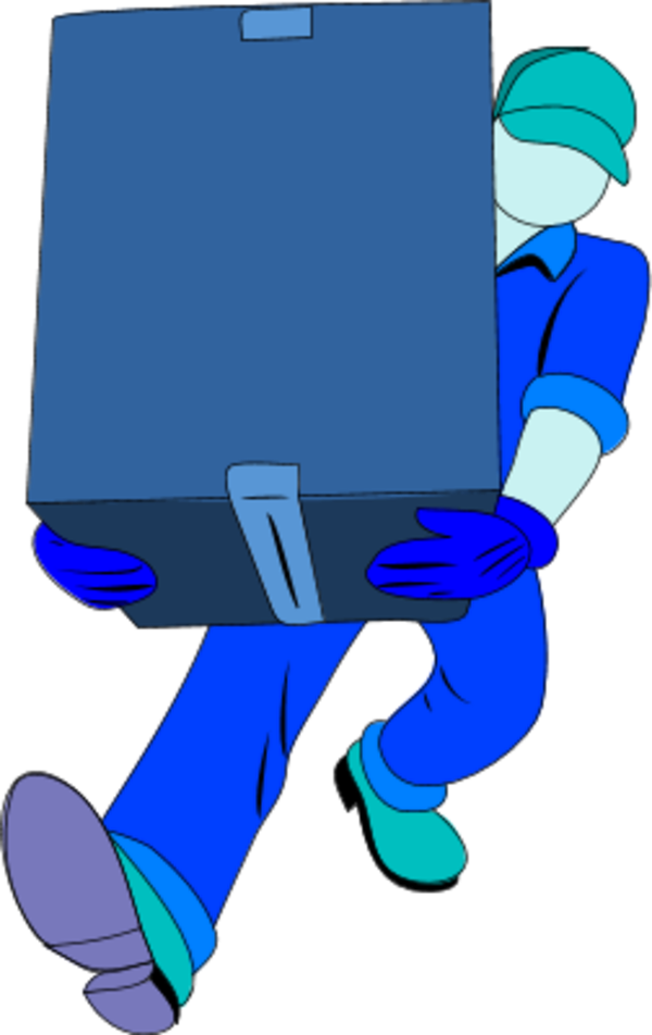 Warehouse Man Carrying A Closed Box - Warehouseman Clipart (600x952)