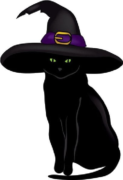 Black Cat - Black Cat Halloween Cartoon (600x600)