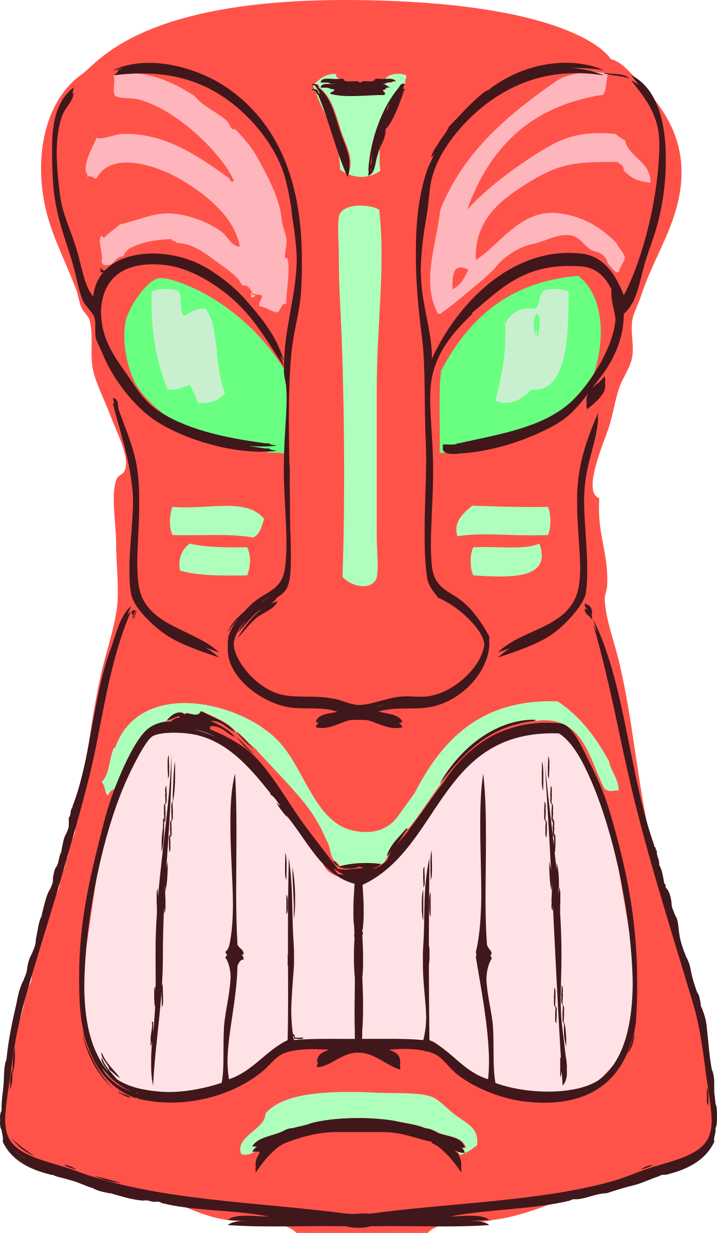 Decoration, Face, Head, Luau, Mask, Totem, Tribal - Tiki Clipart Transparent (1396x2400)
