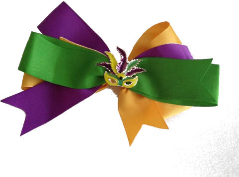 Mardi Gras Hair Bow With Mardi Gras Mask - Mardi Gras (480x467)