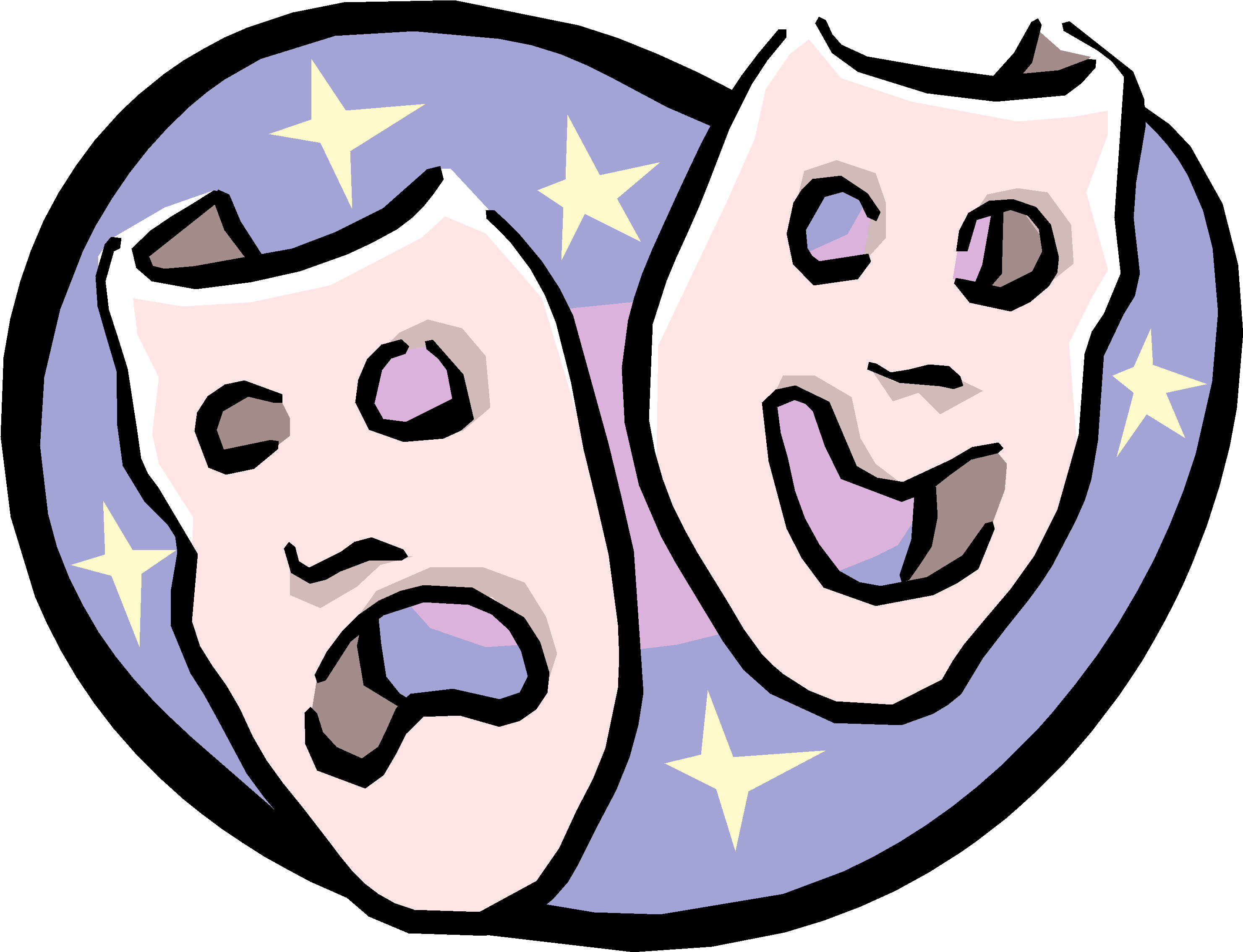 Cartoon Theatre Masks Transparent - Drama Masks (3105x2394)