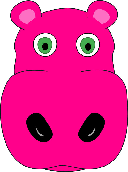 Sky Diver Hippo Clipart - Cartoon Of Hippopotamus Face (616x784)