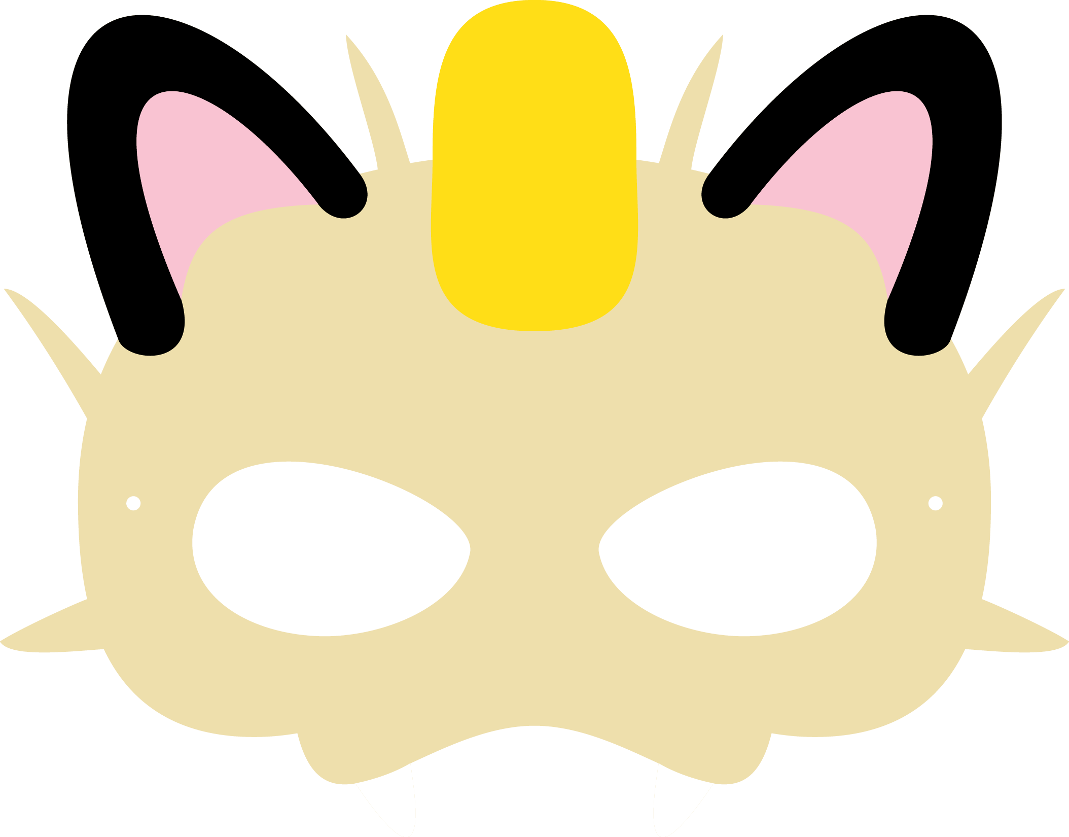 Meowth Inspired Mask - Pokemon Mask Printable (2108x1650)