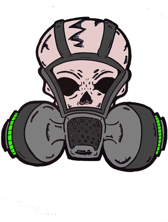 Finished Skull Gas Mask Green - Illustration (683x911)