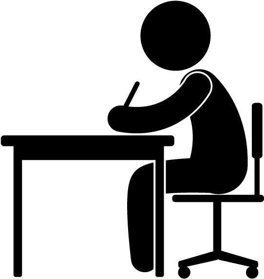 View All Images-1 - Person Sitting At Desk Clipart (640x640)