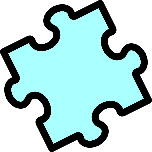 Cyan Puzzle Piece Clip Art - Light Blue Puzzle Piece (600x600)
