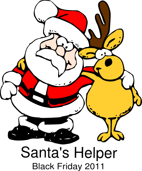 Teacher Helper Clipart - Funny Santa And Reindeer Round Ornament (498x597)
