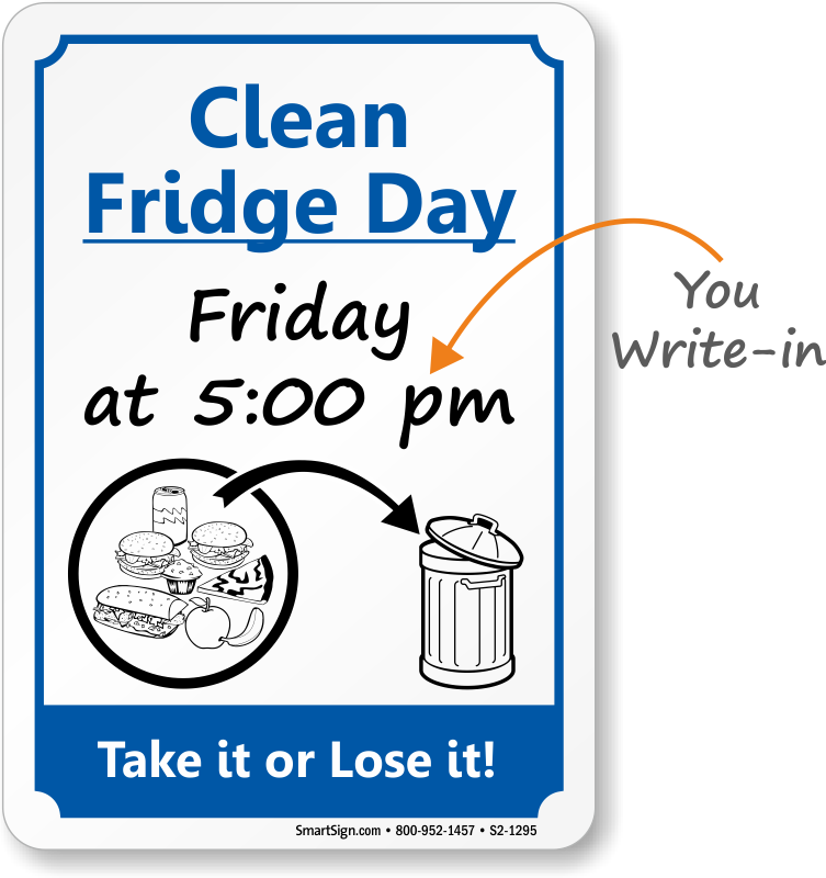 Zoom, Price, Buy - Refrigerator Clean Out Sign (753x800)
