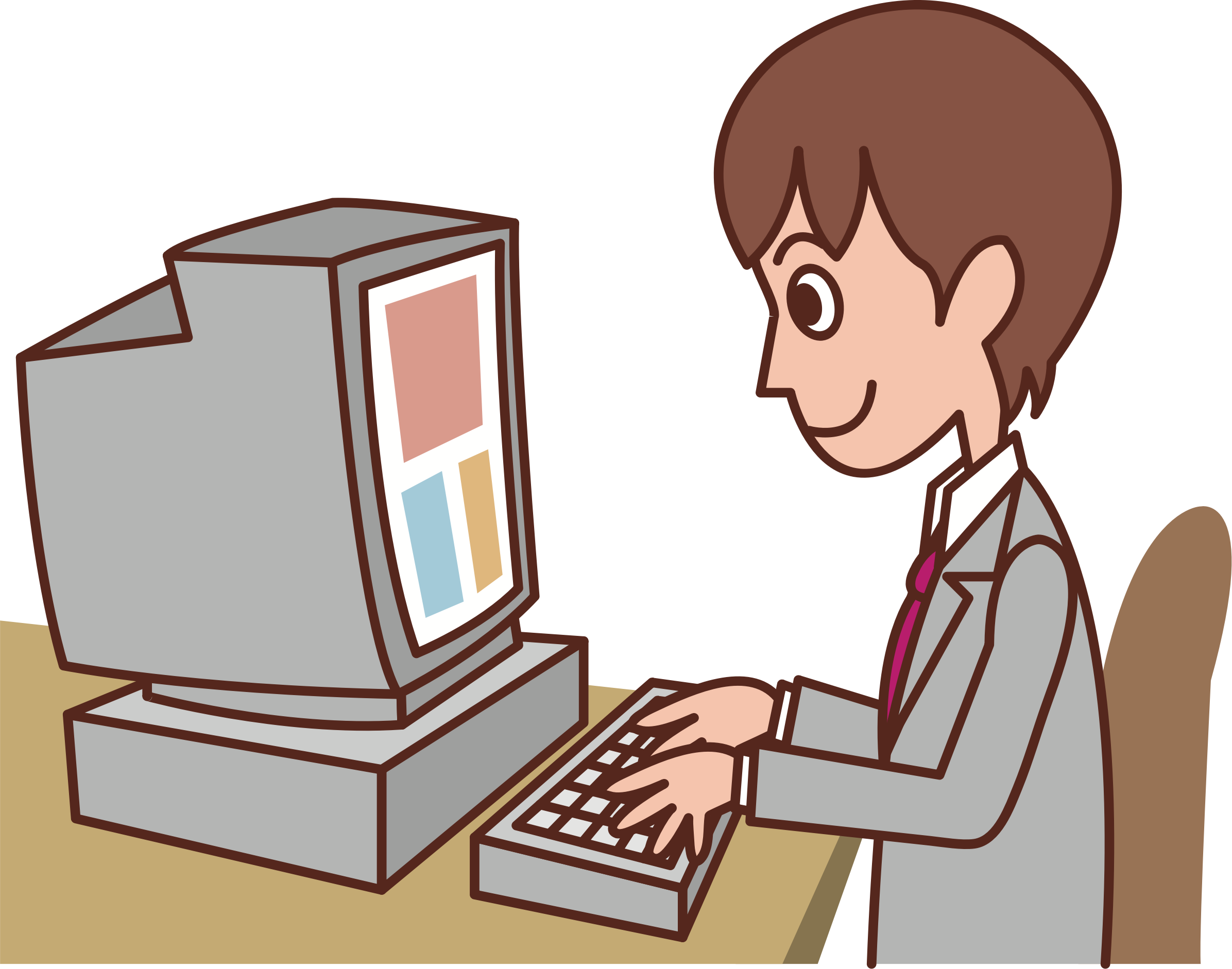 Clip Art Details - User With Computer (2392x1882)