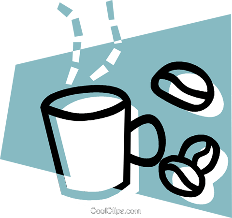 Cup Of Coffee With Coffee Beans Royalty Free Vector - פולי קפה וקטורי (480x451)