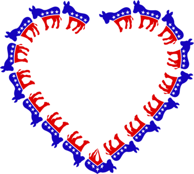 Donkey Democratic Party Heart Remix - Democrat Donkey (379x340)