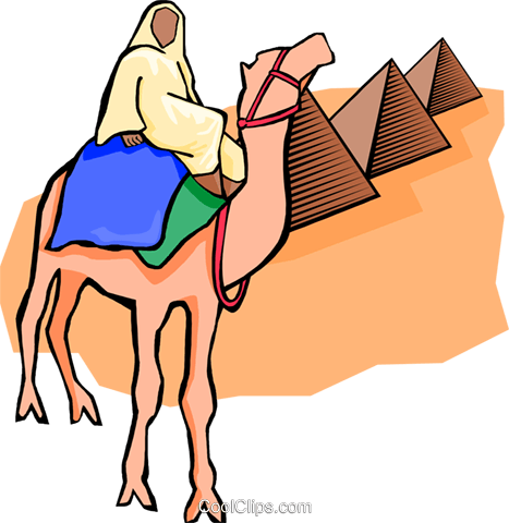 Egyptian On Camel, Pyramids Royalty Free Vector Clip - Egyptian On Camel, Pyramids Royalty Free Vector Clip (467x480)