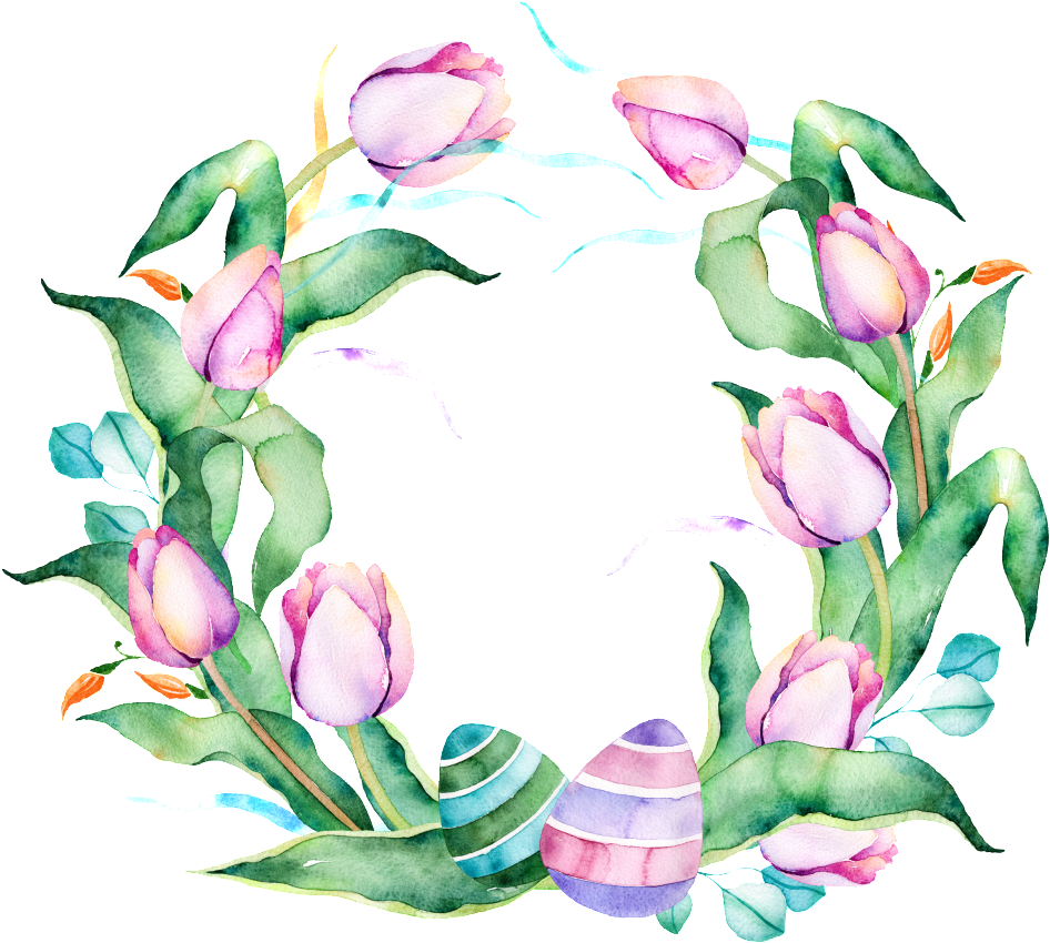Purple Flower Wreath Watercolor Hand Painted Transparent - Flower (1024x1024)
