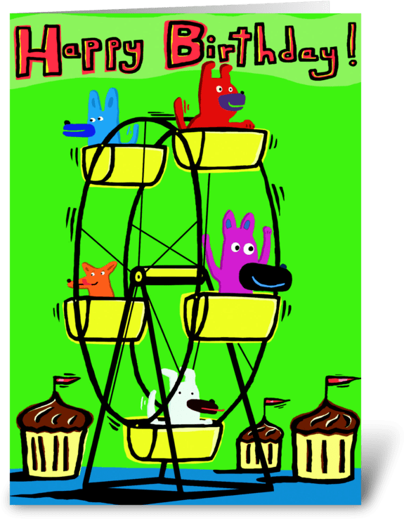 Ferris Wheel Birthday Greeting Card - Ferris Wheel Birthday Greeting Card (700x792)