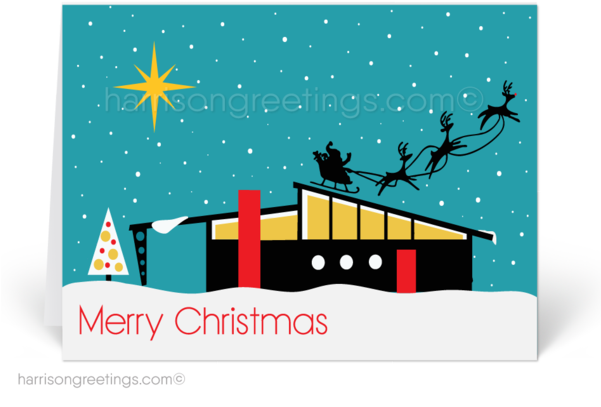 Realtor Holiday Cards Tagged "wholesale Holiday Cards" - Mid Century Modern Christmas Card (600x447)