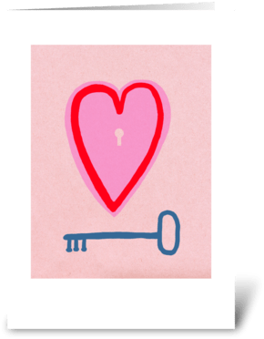 Key Heart Greeting Card - Greeting Card (350x396)