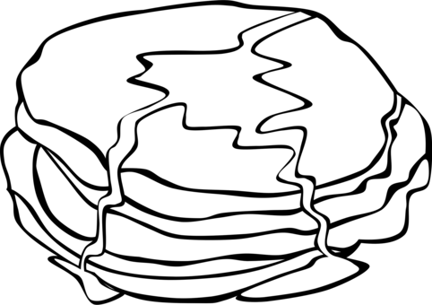 Breakfast Pancake Coloring Book Colouring Pages Fried - Breakfast Food Clip Art Black And White (482x340)