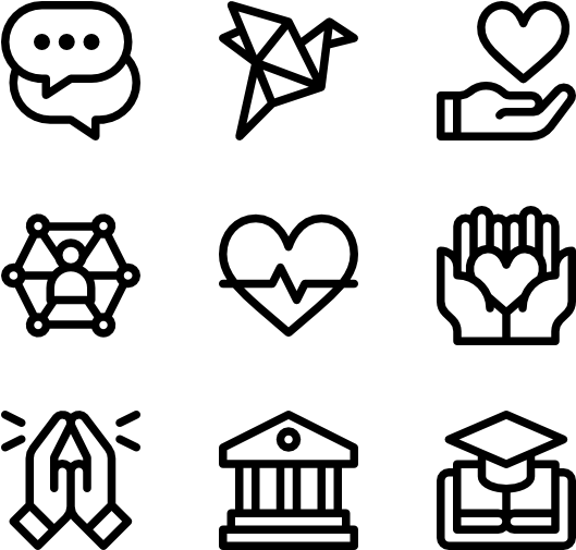 Peace And Human Rights - White Icons Png (600x564)