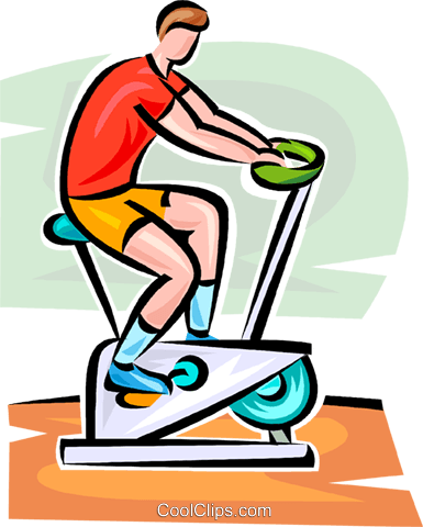 Stationary Bicycle Royalty Free Vector Clip Art Illustration - Stationary Bicycle Royalty Free Vector Clip Art Illustration (385x480)
